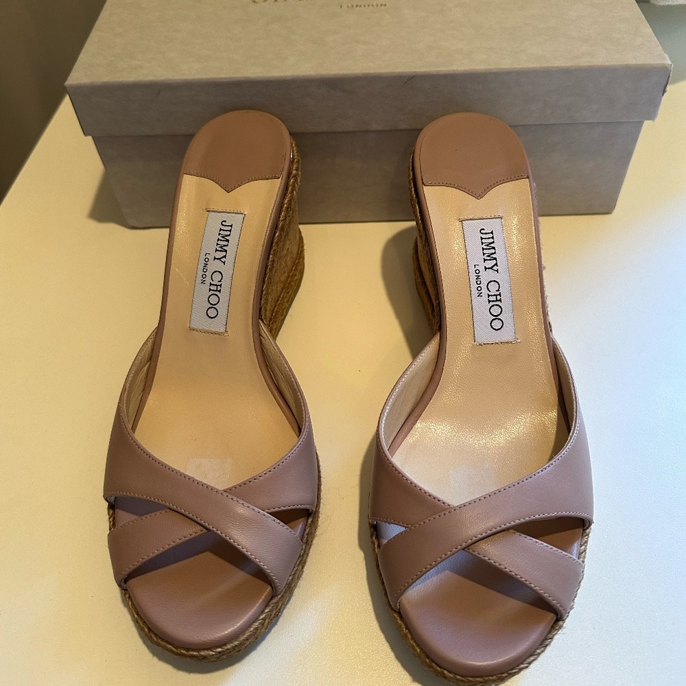 Jimmy Choo Almer 80 Ballet Pink Wedge 38 NEW in box